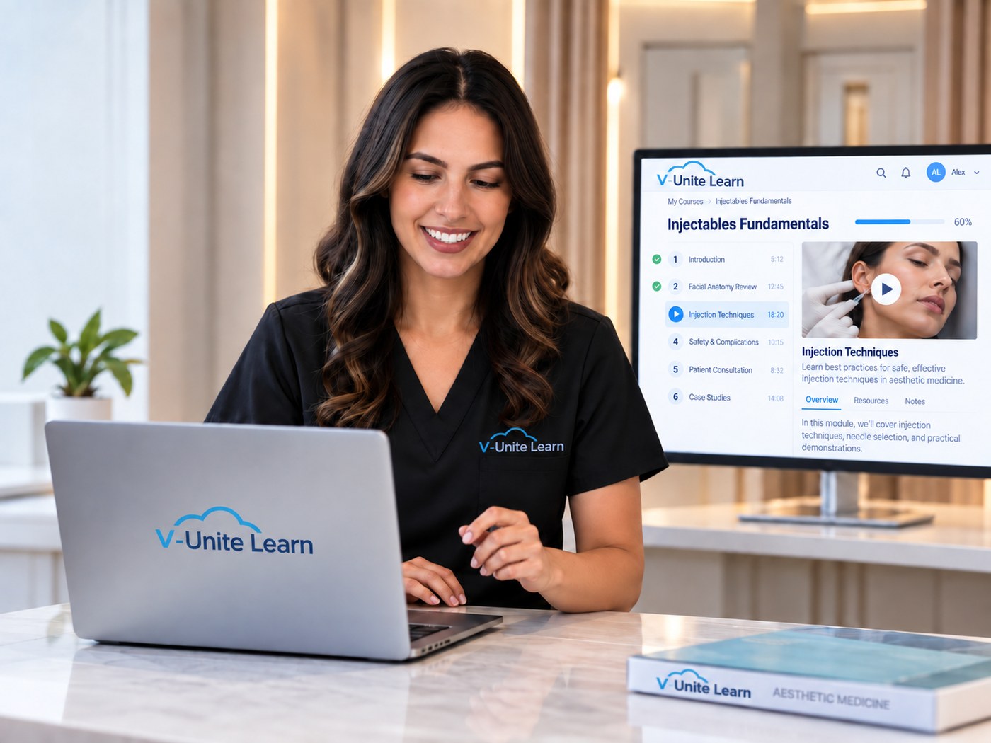 A team member taking a V-Unite Learn course