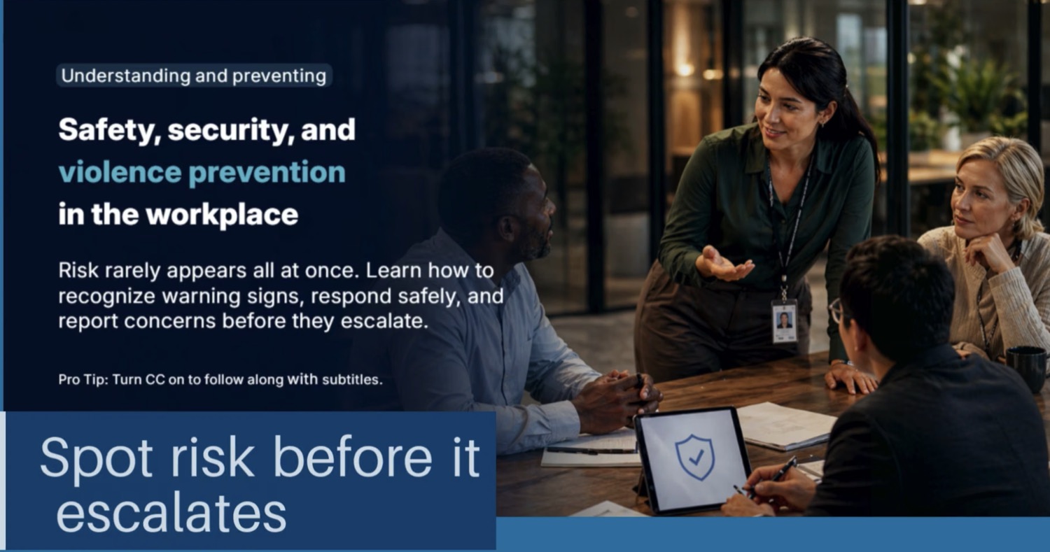 Compliance course — Safety, security, and violence prevention in the workplace